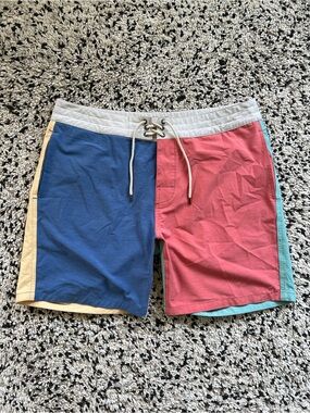 Faherty Fun Board Shorts Summer Mix MS2206 Colorblock Tie Front Men’s Size 35